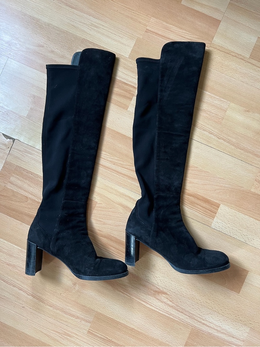 RARE Black suede 5050 3.5” block heel Over-the-Knee Boots - new, limited release